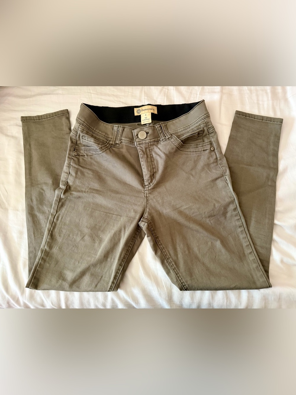 Democracy Olive-Tone High-Rise Skinny Pants